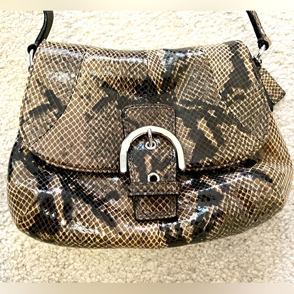 Coach leather python print pochette crossbody